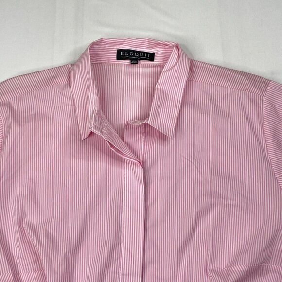 Eloquii Pink Striped Blouse  - Picture 5 of 8